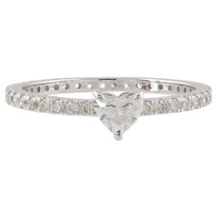 Anello a fascia con diamante naturale a forma di cuore da 0,70 carati in oro bianco massiccio da 14 carati