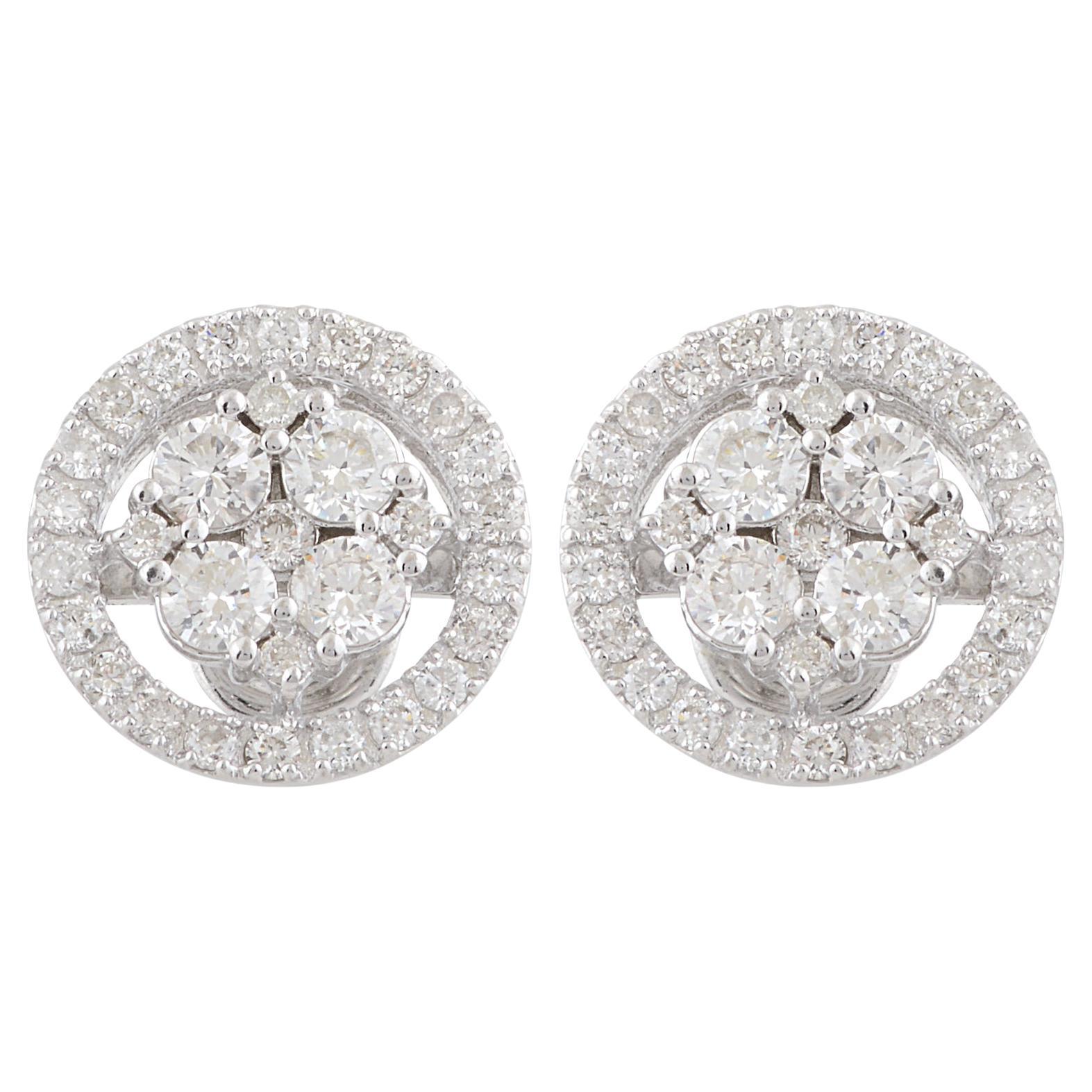 1,14 Karat SI Reinheit HI Farbe Diamant Pave 10k Weißgold Handgefertigter feiner Schmuck