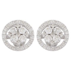 1,14 Karat SI Reinheit HI Farbe Diamant Pave 10k Weißgold Handgefertigter feiner Schmuck