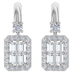 0,55 Karat Baguette-Diamant-Ohrstecker aus massivem 10k Weißgold Handgefertigter Schmuck