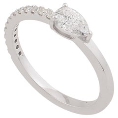 Anello a fascia con diamante naturale a pera da 0,49 carati, purezza SI, colore HI, oro bianco 14k