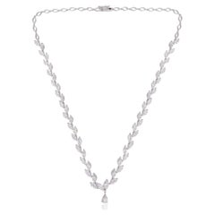 SI Clarity HI Color Collier de diamants poire et marquise en or blanc 18k Fine Jewelry