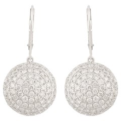 3,19 Karat SI Reinheit HI Farbe Diamant Pave Laver Back Ohrringe 18k Weißgold