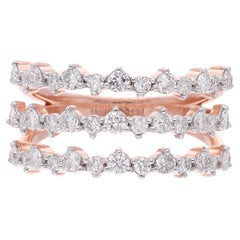 1,1 ct. SI Reinheit HI Farbe Diamant Dreischichtiger Ring 18 Karat Roségold Schmuck mit Diamanten