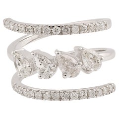 1,03 quilates SI Claridad HI Color Anillo de diamantes pera Joyas de oro blanco de 18 quilates