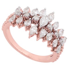 1,00 Karat SI/HI Marquise & Birne Diamant Dome Ring 18 Karat Rose Gold Schmuck