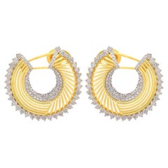 Créoles en or jaune 18 carats avec diamants de 3,6 carats de pureté SI de couleur hi-colore