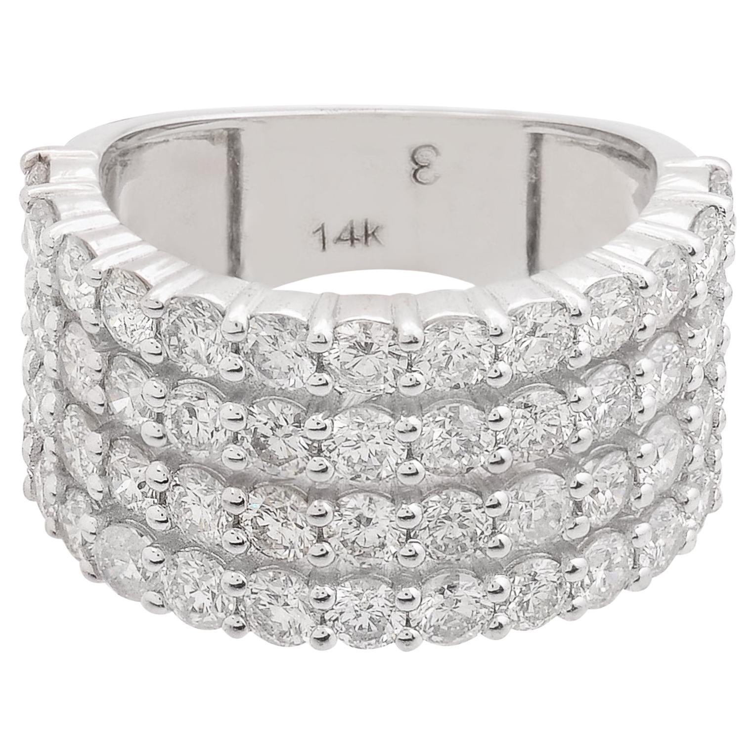 Im Angebot: 3,53 Karat SI/HI Diamant Multi Layer Ring 14 Karat Weißgold Handgefertigter Schmuck ()