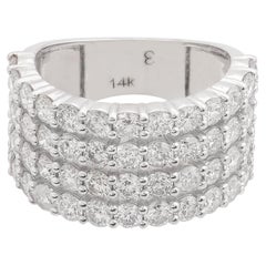 Anillo multicapa de diamantes SI/HI de 3,53 quilates Oro blanco de 14 quilates Joyería hecha a mano