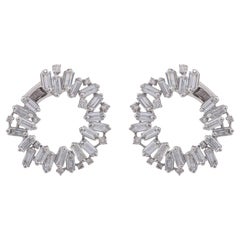 4,3 quilates SI Claridad HI Color Pendientes de aro de diamante baguette Oro blanco de 18 quilates