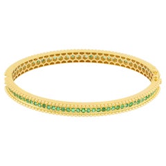 Bracelet en or jaune 18 carats avec diamants et émeraudes de Zambie de 2,51 carats