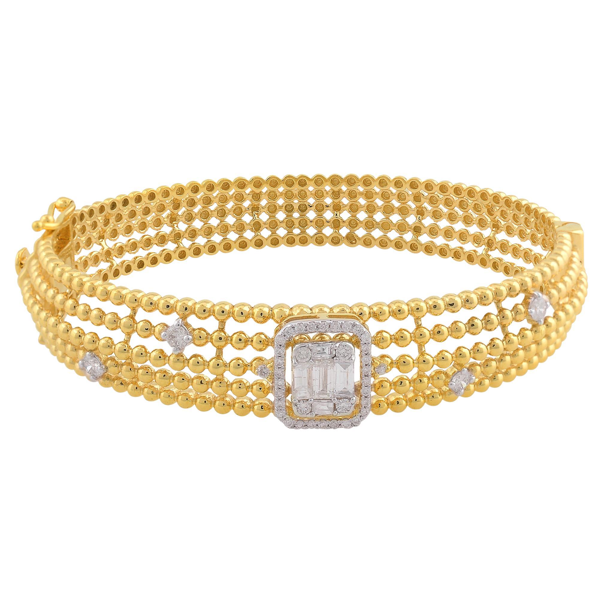 0.90 Carat SI Clarity HI Color Baguette Diamond Bracelet 18 Karat Yellow Gold For Sale