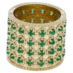 1.80 Carat Natural Emerald Gemstone Band Ring 18 Karat Yellow Gold Fine Jewelry