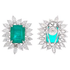 Pendientes Esmeralda Natural Diamante Oro Blanco 18 Kilates Alta Joyería