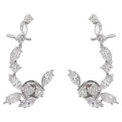 2,90 Karat Marquise Runde Diamant-Ohr-Manschettenohrringe aus 18 Karat Weißgold Schmuck