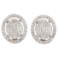 Clous d'oreilles en or blanc 10 carats avec diamants naturels de 1,80 carat de pureté SI de couleur hi-colore