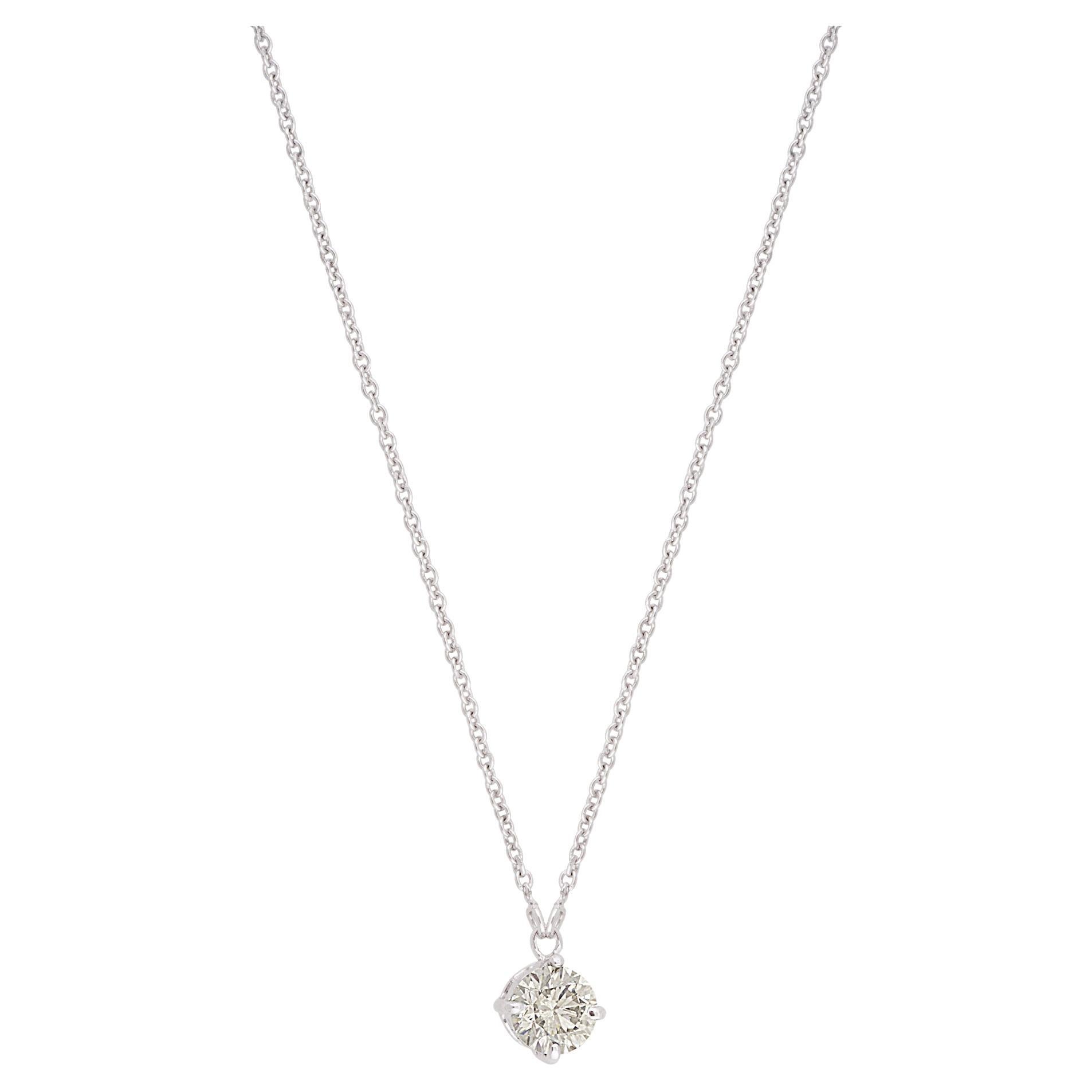 0.44 Carat SI/HI Solitaire Diamond Charm Pendant Necklace 10 Karat White Gold For Sale