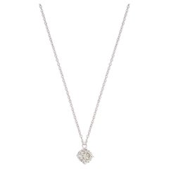 0.44 Carat SI/HI Solitaire Diamond Charm Pendant Necklace 10 Karat White Gold