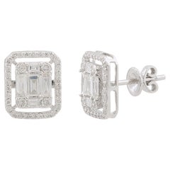 Clous d'oreilles en diamant de 0,98 carat, pureté SI, couleur HI, en or blanc 10 carats