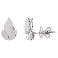 Orecchini a perno con diamante marquise naturale da 0,85 carati SI/HI Oro bianco 10 carati