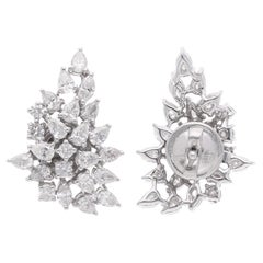 Boucles d'oreilles en or blanc 18 carats avec diamants SI/HI en forme de poire ou de marquise de 2,1 carats.