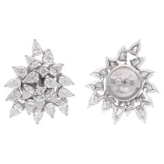 2 Carat SI Clarity HI Color Pear Round Diamond Stud Earrings 18 Karat White Gold