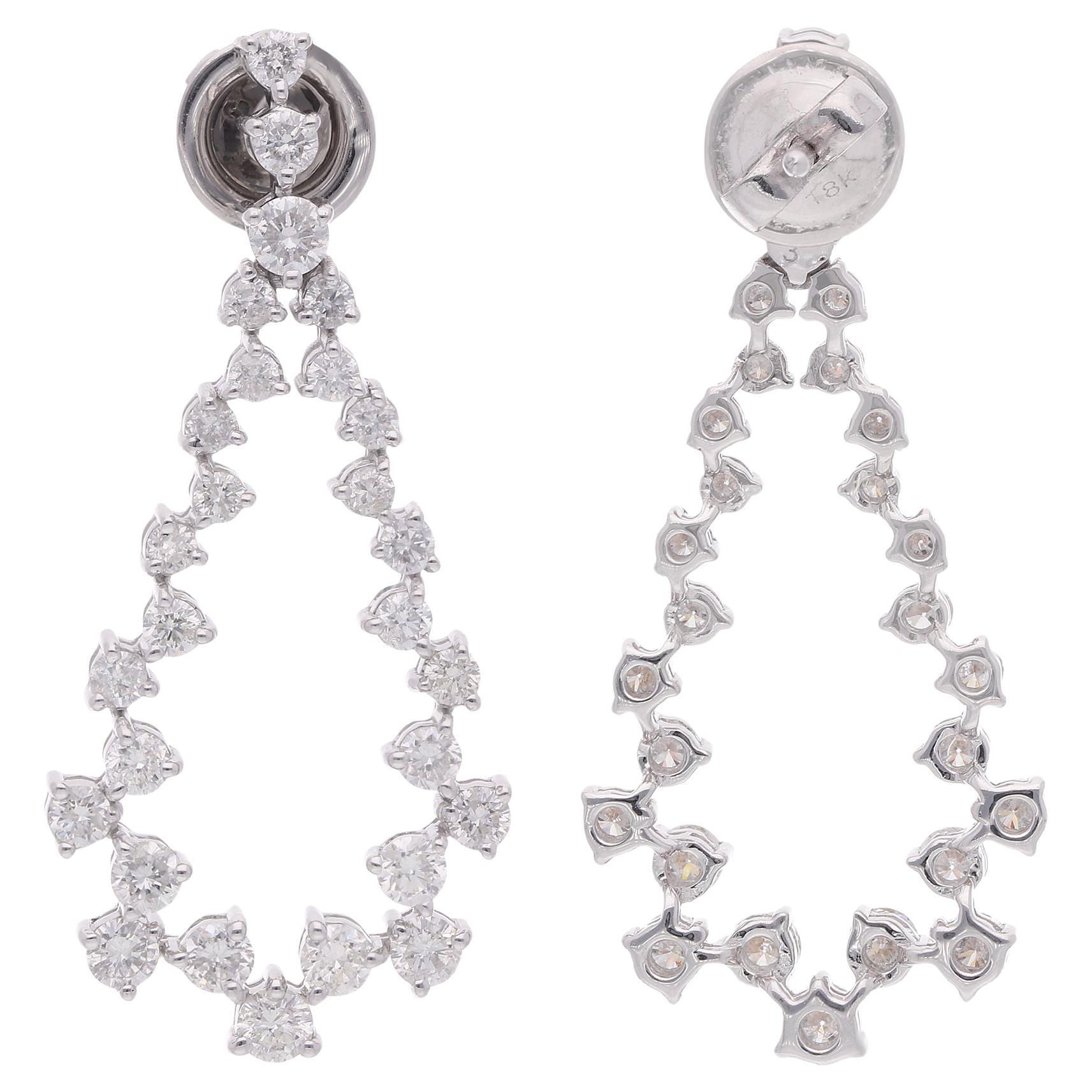 Orecchini pendenti con diamante di 2,20 carati, purezza SI e colore HI Gioielli in oro bianco 18 carati