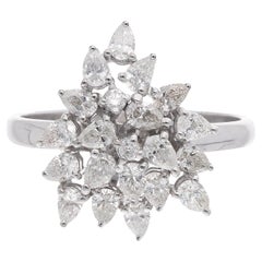 1 Carat SI Clarity HI Color Pear Round Diamond Ring 18 Karat White Gold Jewelry