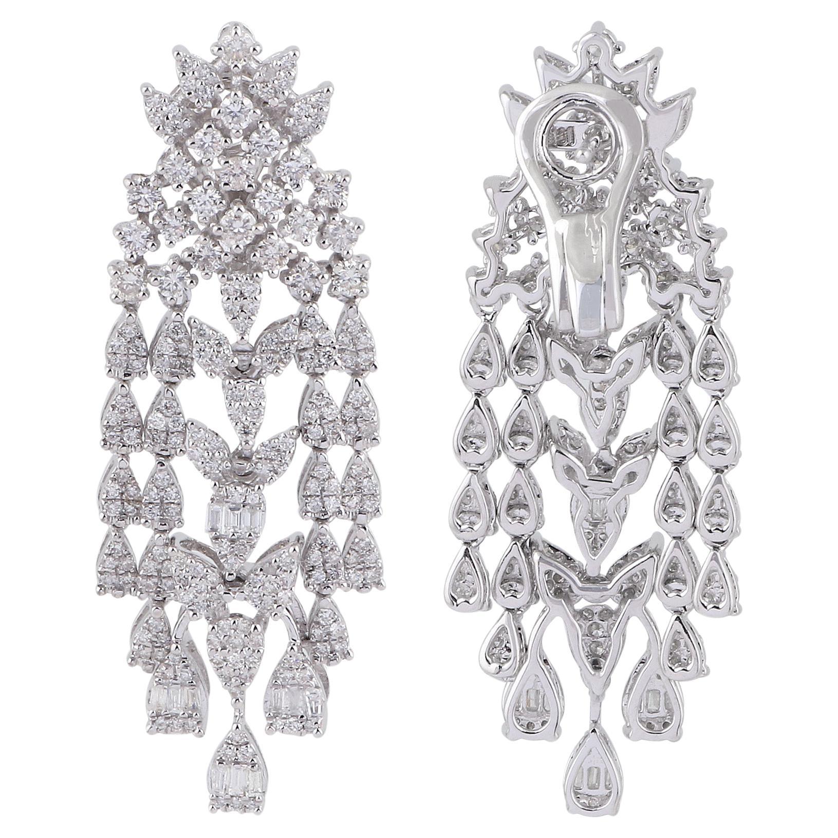 3.6 Carat Si Clarity HI Color Diamond Dangle Earrings 14k White Gold Jewelry New