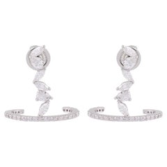 Boucles d'oreilles en or blanc 18k avec diamant Marquise de 0,70 carat SI Clarity HI Color