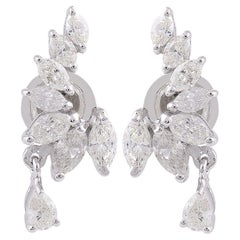 Nature 1.70 Carat SI/H Pear Brilliant Cut Diamond Fine Earrings 14k White Gold