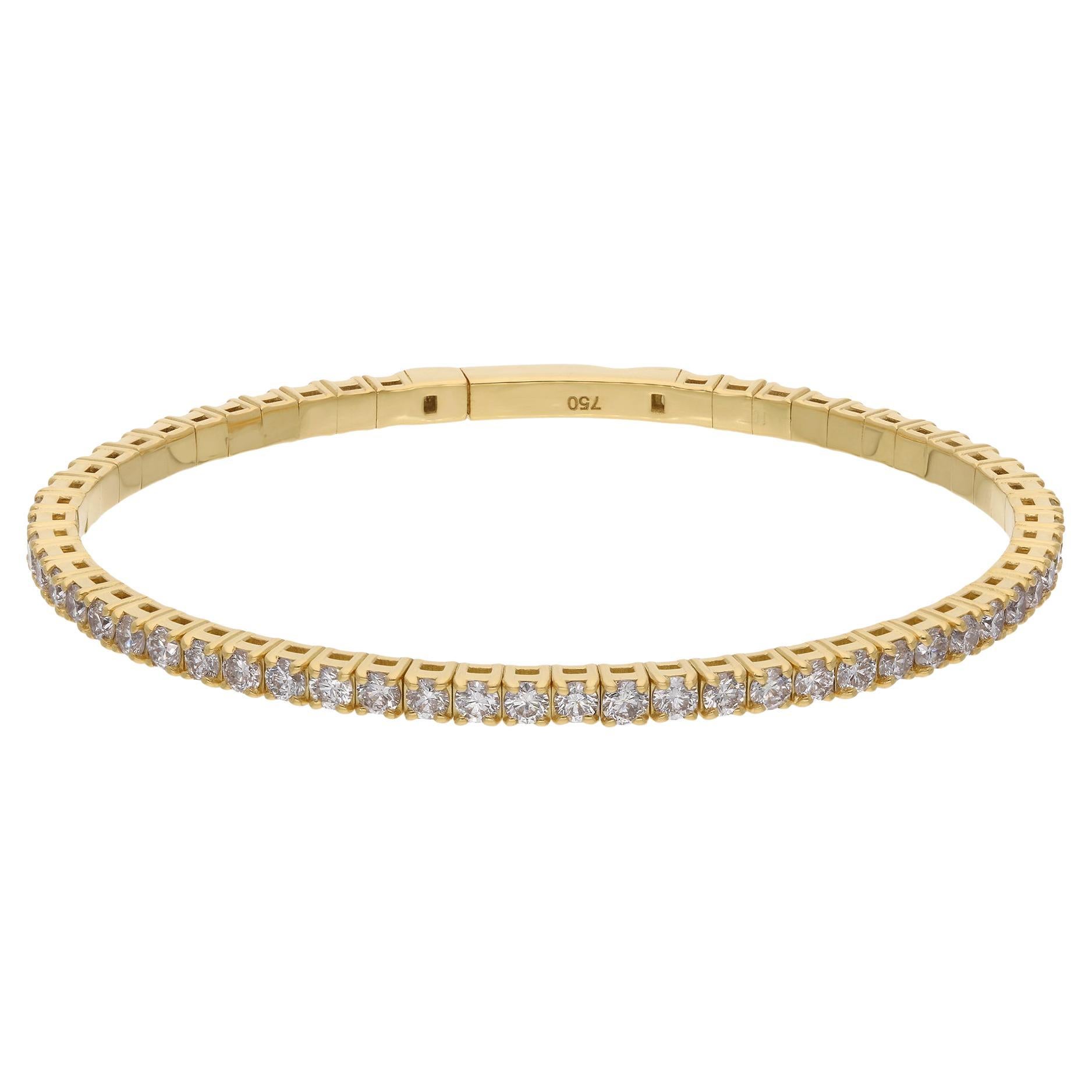 2,33 Carati SI Chiarezza HI Colore Diamante Pave Bracciale in Oro Giallo 18 Carati