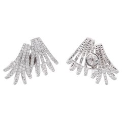 Boucles d'oreilles boucles d'oreilles en or blanc 18 carats avec pavé de diamants de 3,9 carats
