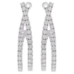 6.22 Carat SI Clarity HI Color Diamond Pave Hoop Earrings 18 Karat White Gold