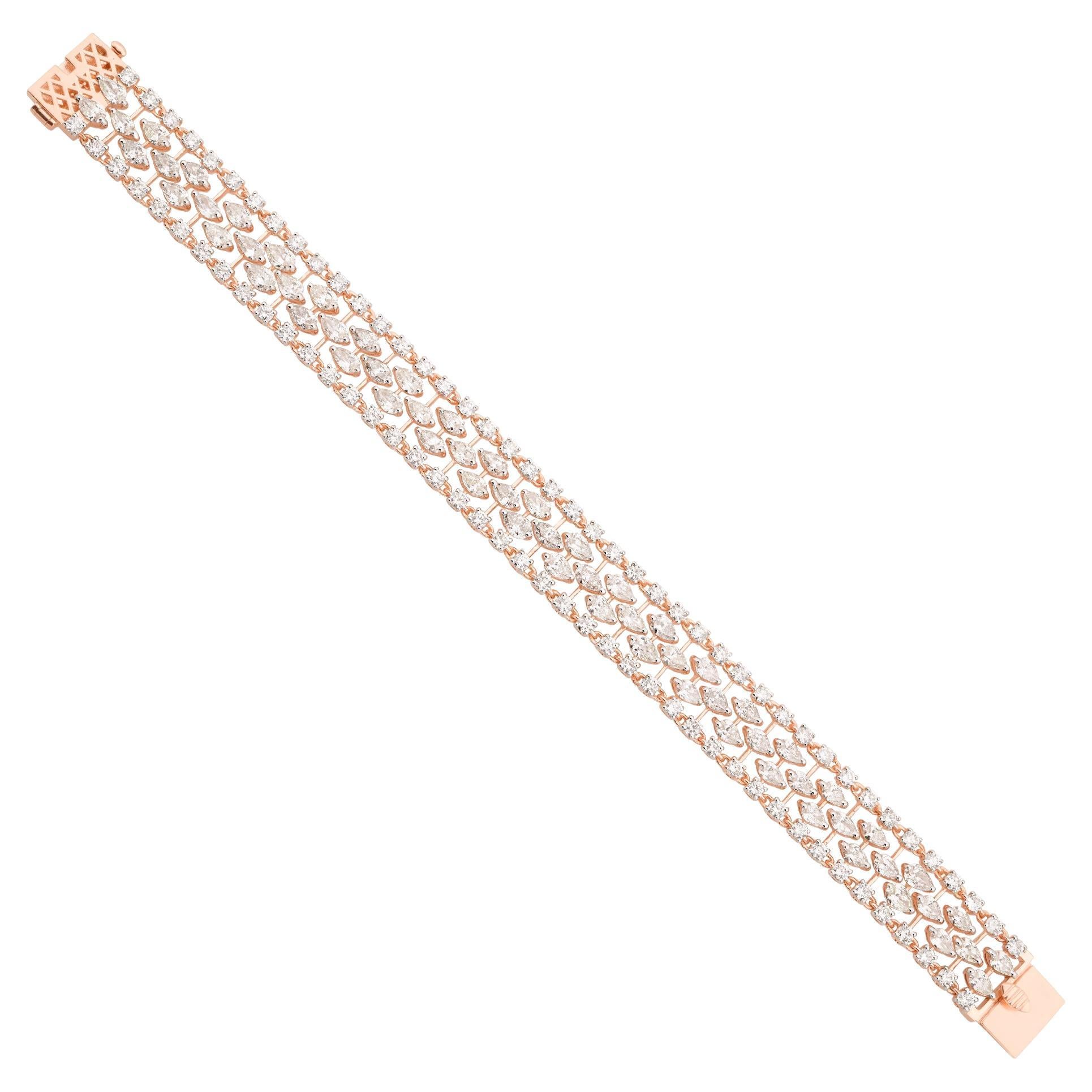 12 Carati SI Chiarezza HI Colore Bracciale di diamanti per matrimonio Gioielli in oro rosa 14 carati in vendita