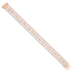12 Carat SI Clarity HI Color Diamond Wedding Bracelet 14 Karat Rose Gold Jewelry