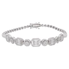 1,60ct SI Claridad HI Color Pulsera de Diamantes Baguette Oro Blanco 14 Kilates