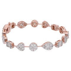 5 Carat Baguette Round Diamond Multi Charm Bracelet Gioielli in oro rosa 14 carati
