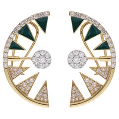 Orecchini con diamante a mezzaluna e smalto nero 1,91ct Orecchini a pendente in oro giallo 14 carati