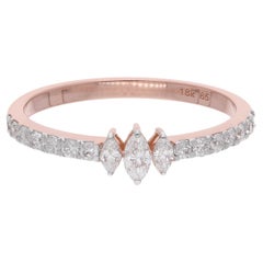 0.43ct. Marquise Round Diamond Band Ring 18 Karat Rose Gold Handmade Jewelry