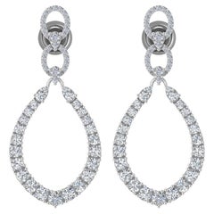 Boucles d'oreilles pendantes en diamant naturel de 3,3 carats en or blanc 18 carats Bijoux artisanaux