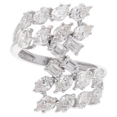 Natürlicher 2,51 Karat Diamant-Wickelring aus 18 Karat Weißgold Handgefertigter feiner Schmuck