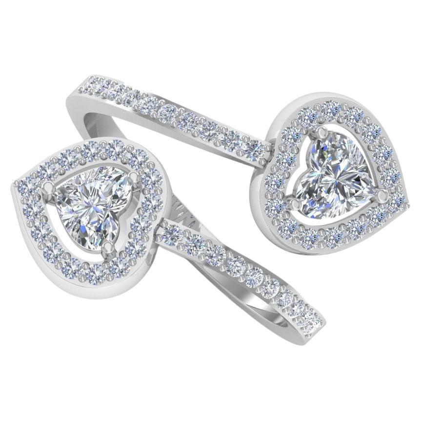 Anello con cuore e diamante rotondo da 1,54 carati Gioielli fatti a mano in oro bianco 18 carati in vendita