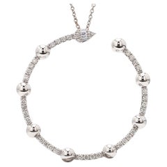 0,80 Carati Diamante Pave Collana in oro bianco 18 carati Gioielli fatti a mano