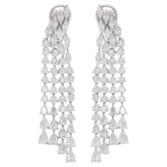 Pendientes araña de diamantes pera redondos de 7,28 quilates Joyas de oro blanco de 18 quilates