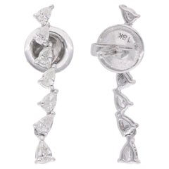 Pendientes de diamantes pera naturales de 0,54 quilates de oro blanco de 18 quilates Joyería hecha a mano