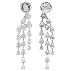 2,75 quilates SI Claridad HI Color Pendientes Chaqueta Diamante Pera Oro Blanco 18 Quilates