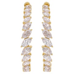 Créoles en or jaune 18 carats avec diamants taille marquise de 2,65 carats, fabrication artisanale