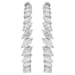 Créoles en or blanc 18 carats avec diamants taille marquise de 2,45 carats, fabrication artisanale