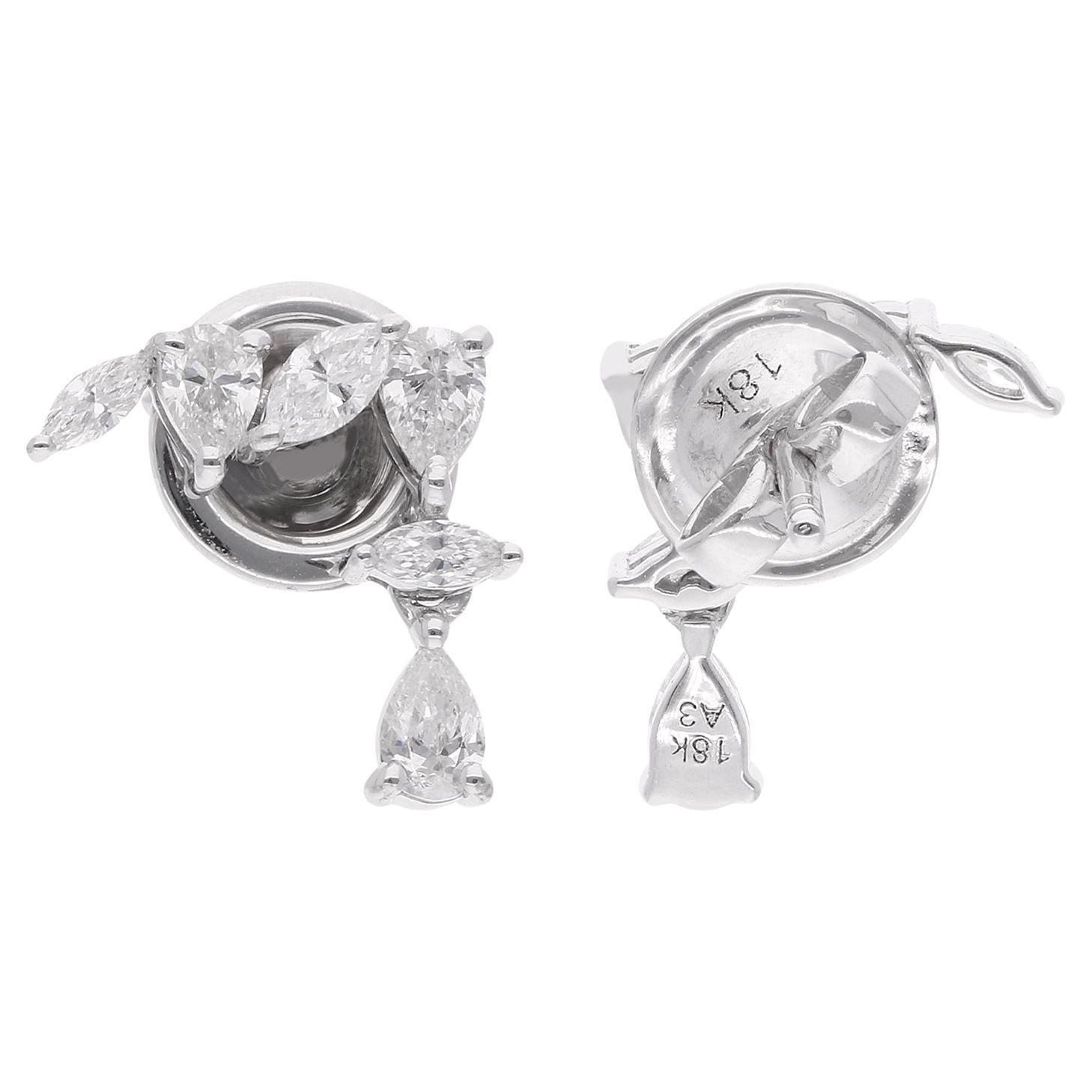 Orecchini con diamante naturale Marquise e Pear da 2,91 carati Gioielli in oro bianco 18 carati